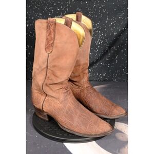 Falconhead Boots Mens Size 11.5D Brown Elephant Leather Cowboy Western Toe Suede